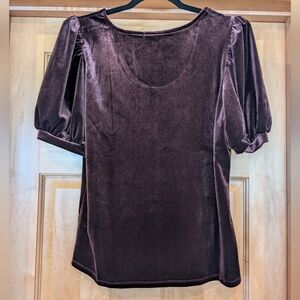 Maurices Velvet Puff Sleeve Blouse - Dark Brown